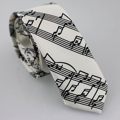 Unisex Musical Notes Piano Keys Necktie 56" L x 2" W-Music Note Neck Tie-New