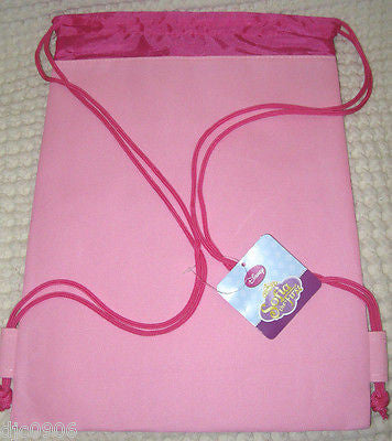2 LITTLE PRINCESS PINK DRAWSTRING BAG BACKPACKS TRAVEL STRING POUCHES-NEW!!