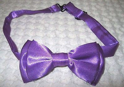 Kids Boys Girls Children Solid Purple Two Tier Adjustable Bow Tie-New!