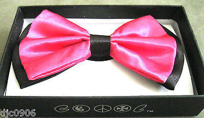 Pink Black Tips Bow tie & Pink Black Leopard Animal Print Suspenders Combo-New!