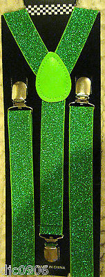 Unisex Solid Green Adjustable Y-Style Back suspenders-New!  GREEN SUSPENDERS-V1