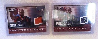 MAURICE CLARETT RC 2005 UPPER DEC ROOKIE FUTURE JERSEY TWO CARD LOT-BRONCOS RB