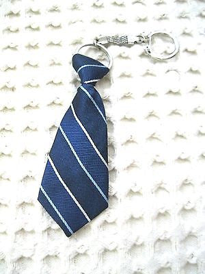 Navy Blue Strip Stripped Necktie 7" Keychain-Blue Neck tie Keychain-Brand New!!