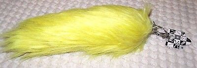 SOLID YELLOW  FAUX FOXTAIL KEYCHAIN RING PURSE TASSLE BELT CLIP 10"-14"-NEW!