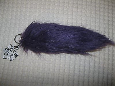 WHITE WITH BROWN STREAKS FUR FOX TAIL FOXTAIL KEYCHAIN 12" CLIP-BRAND NEW!