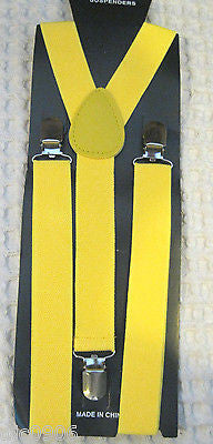 Solid Yellow Adjustable Bow Tie & Solid Yellow Adjustable Suspenders Combo Set-2