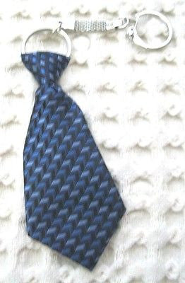 Blue Strip Stripped Necktie 7" Keychain -Blue Gray Neck tie Keychain-Brand New!