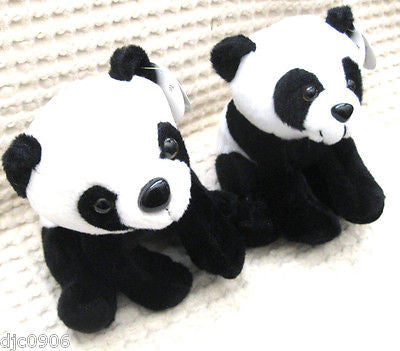 Panda Bear 7.6" and Cub Panda Bear  6" Set by Lonely Toys-Two Panda Bear Set-New