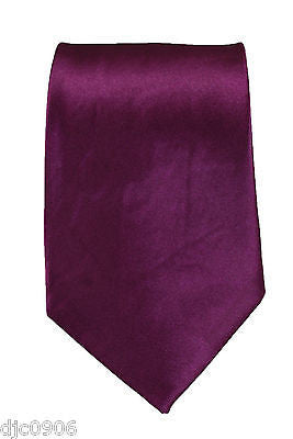 Unisex Plum Burgundy Silk Feel Neck tie 56" L x 3" W-Burgundy Plum Tie-New