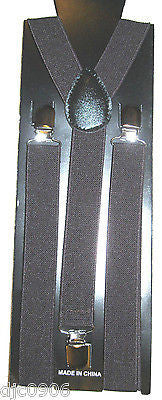 Shiny Brown Adjustable Bow tie & Brown Y-Back Adjustable Suspenders Combo-New!v2