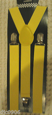 GOLD,BLACK AND WHITE ZEBRA TIGER PRINT ADJUSTABLE BOW TIE&YELLOW SUSPENDERS-NEW!