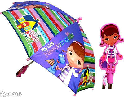 Walt Disney Doc Mcstuffins Plush Doll Backpack Bag Tote 15" with Blue Umbrella!