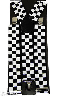 1"  WHITE WITH BLACK POLKA DOTS Adjustable Y-Style Back suspenders-New in Pkge!