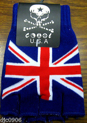 Unisex Fingerless Punk Rocker Union Jack British UK Flag Gloves Warmers-NEW!