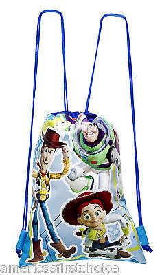 DISNEY tOY STORY3 WOODY BUZZ BLUE DRAWSTRING BAG BACKPACK TRAVEL STRING TOTE-NEW