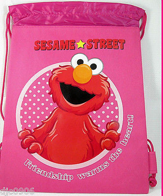 SESAME STREET ELMO FRIENDSHIP WARMS THE HEART PINK DRAWSTRING BAG BACKPACK-NEW