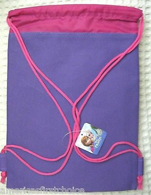 FROZEN ANNA,ELSA,SVEN,HANS,OLAF PURPLE DRAWSTRING BAG BACKPACK TRAVEL POUCH