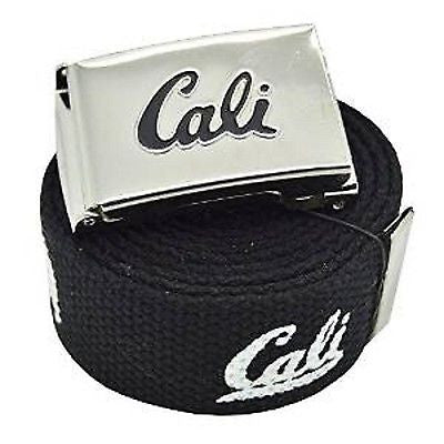 Canvas Military Black "Cali" California Republic Web Belt 60"&Cali Flip Buckle