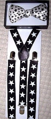 Unisex Skulls&Crossbones Adjustable Bow tie & 1 1/2" WIDE Adjustable Suspenders6