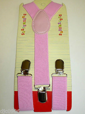 Solid Light Pink Kids Boys Girls Y-Style Back Adjustable suspenders-New in Pkge