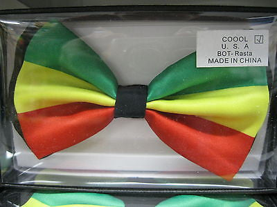 RASTA (GREEN/YELLOW/RED) MULTI COLOR ADJUSTABLE BOWTIE BOW TIE-NEW GIFT BOX!