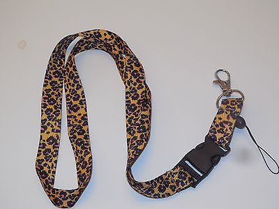 Small Leopard Design 15" lanyard Keychain ID Holder + Mobile Devices-New w/Tags!
