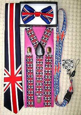 UK British Flag Y-Back Suspenders,UK Lanyard,UK Neck Tie & UK British Bow Tie-26