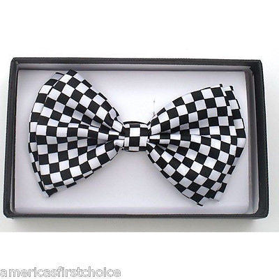 Unisex Tuxedo BowTie Awesome Adjustable PreTied Black&White CHECKER Bow Tie-New