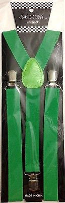 Solid Green Y-Shape Back Adjustable Suspenders Men,Women Green Suspenders-New