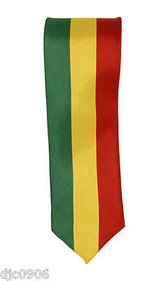 Unisex RASTA Green Yellow Red Stripes Neck tie 56" L x 2" W-RASTA Tie-New