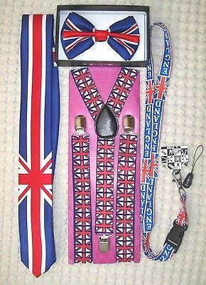UK British Flag Y-Back Suspenders,UK Lanyard,UK Neck Tie & UK British Bow Tie-23