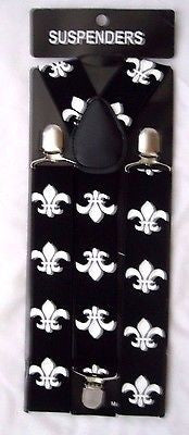 Fleur de lis Design New Orleans Saints Y-Style Back Suspenders-New in Package!