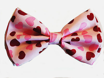 HEARTS VALENTINES DAY MULTIPLE HEARTS PINK  ADJUSTABLE BOWTIE BOW TIE-NEW!