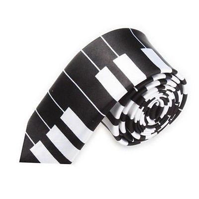 Unisex Musical Notes Piano Keys Necktie 56" L x 2" W-Dark Piano Key Neck Tie-New