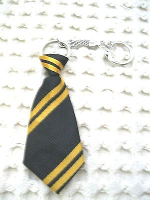 Black Gold Strip Stripped Necktie 7" Keychain-Black Neck tie Keychain-Brand New!
