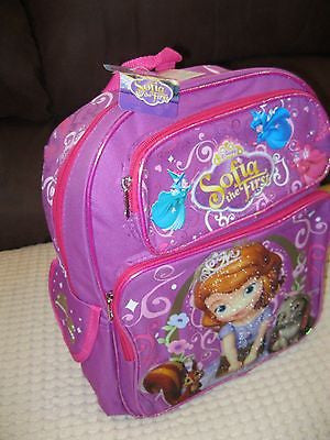 DISNEY SOFIA THE FIRST LITTLE PRINCESS 14" PINK BACKPACK W/MULTIPLE POCKETS