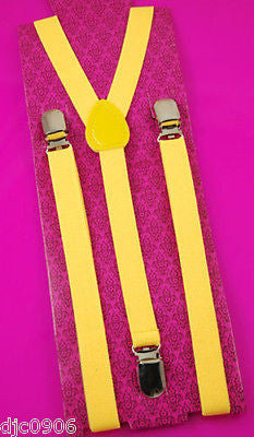 Unisex Thin 3/4" Bright Yellow Adjustable Y-Style Back suspenders-Suspenders