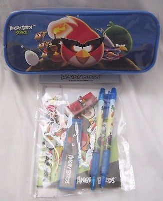 Angry Birds and Friends Black Pencil Case Pouch and Angry Birds Stationary Set