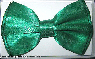 SOLID GREEN ADJUSTABLE BOW TIE+GREEN THICK WIDE ADJUSTABLE SUSPENDERS COMBO!!