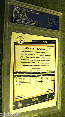 Ben Roethlisberger RC 2004 Score Rookie #381 Graded GEM MINT PSA10!Steelers QB