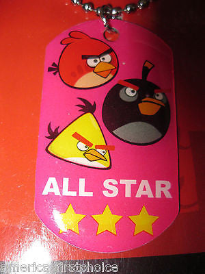 Rovio Kids  Angry Birds All Star Dog Tag Necklace Birthday PARTY FAVORS-NEW