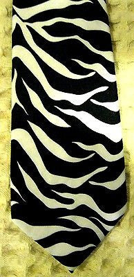 Black White Zebra Print Unisex Men's Tie Necktie 57" Longx 3" Wide-New in Pkg!