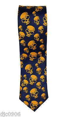 Unisex Black with White Skulls Neck tie 56" L x 2" W-Skulls Neck wear Tie-New!