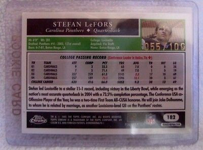 Stefan Lefors RC 2005 Topps Chrome Black Refractor Rookie #55/100-Panthers QB