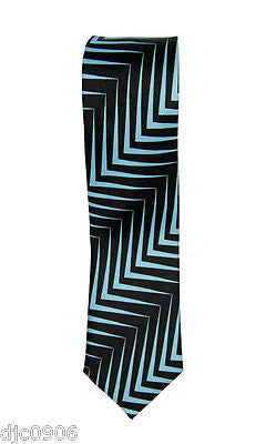 Unisex Black and Blue Zing Zang Stripes Neck tie 56" L x 2" W-Stripped Tie-New!