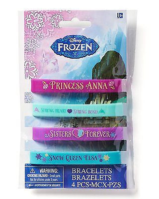 Frozen Elsa and Anna 4 Count Different Color Rubber Bracelets Party Supplies
