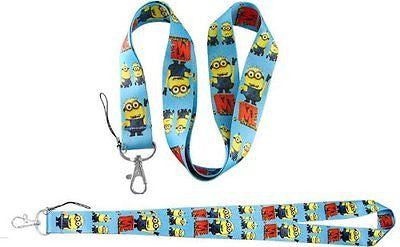 Disney Despicable Me I Love Minions Yellow Lanyard ID Holder Keychain-New!