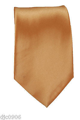 Unisex Terra Cotta Rust Silk Feel Polyester Neck tie 56" Lx3" W-BeigeTie-New