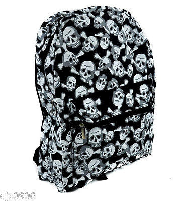 Goth Punk Skulls & Crossbones Large 16" Backpack with compartments-New w/Tags!!