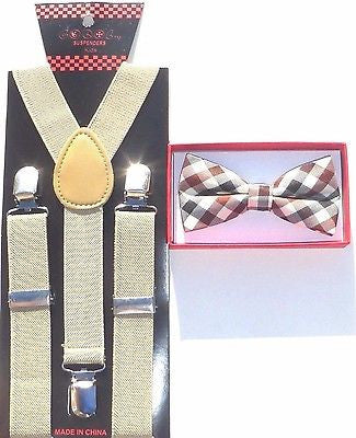 Kids Teens Red Polka Dot Adjustable Bow Tie & Matching 16"-27" Y-Back Suspenders